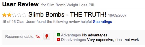 Slim Bomb user review negatives