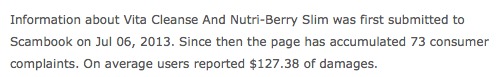 Nutriberry Slim scam reported by customers